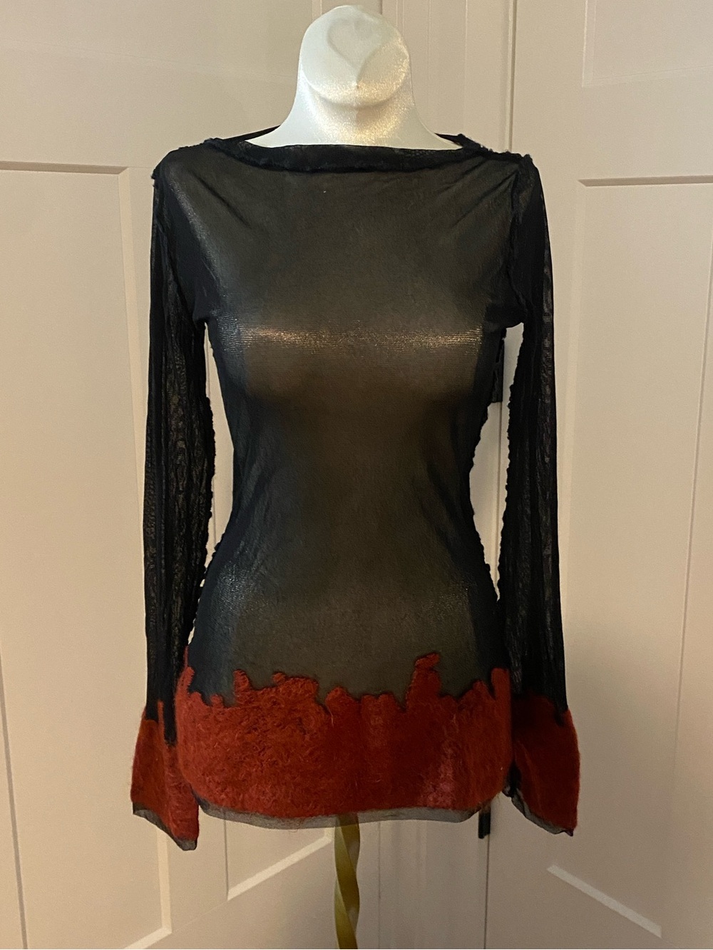 Jean Paul gaultier archival Y2K maille femme sheer mesh flame top *S M